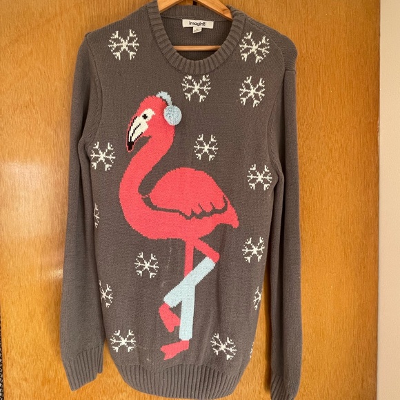 Imagin8 Small Sweaterdress with a cute flamingo image with a pompom. - Picture 2 of 3